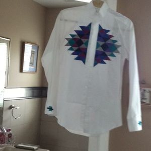 High collared tuxedo shirt